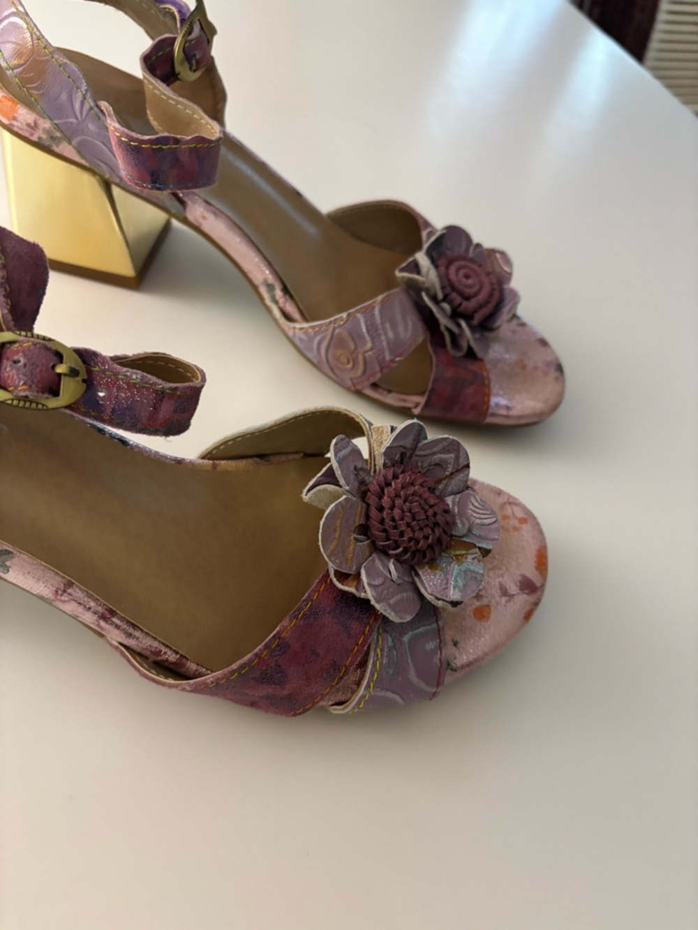 L'Artiste 38(7.5) Floral Embellished Block Heel, Avant-garde, bohemian, fairy - Picture 11 of 12